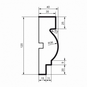 Чертеж молдинга МС115